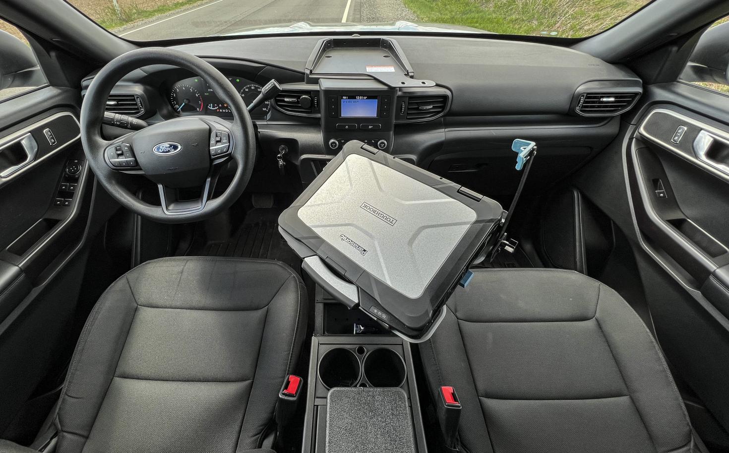 Panasonic Toughbook 40 Gamber-Johnson Docking Station installed in Ford Interceptor Utility with rugged computer