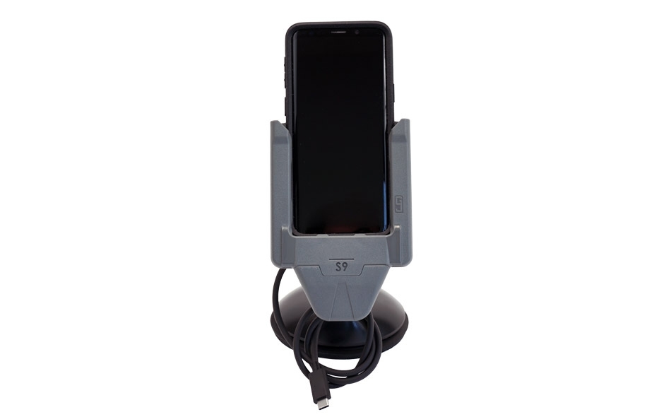 7160-1396-XX Desktop Smartphone Charging Cradle Front View with suction cup