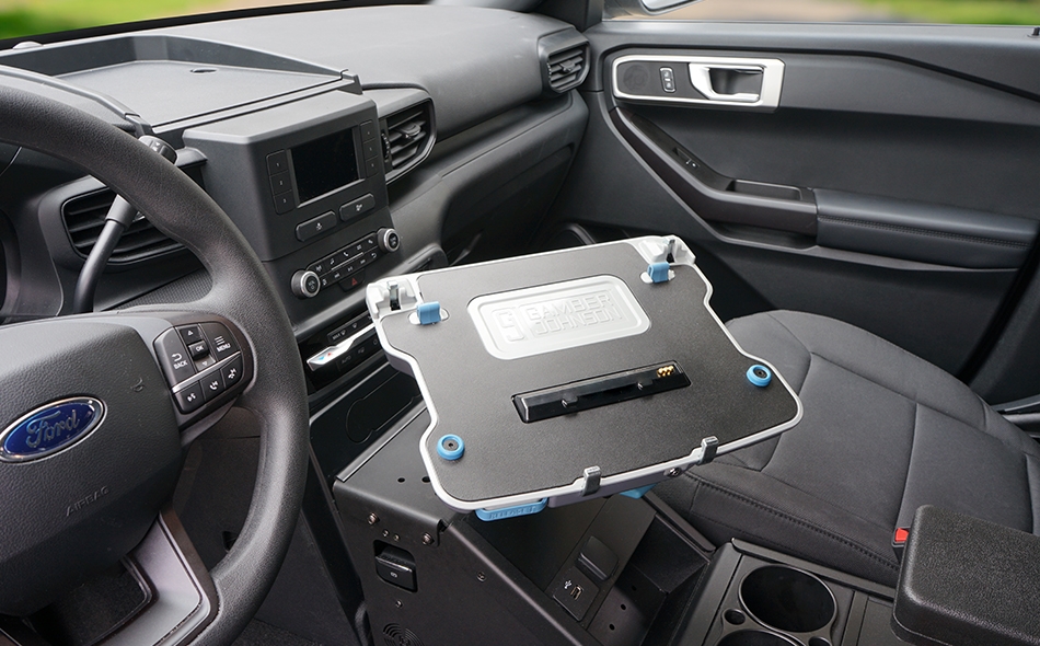 Getac B360 Laptop Cradle TRI RF installed in a 2020 Ford Police Interceptor Utility