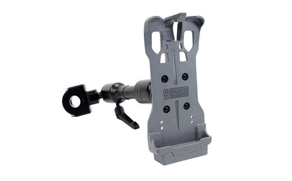 7110-1365 1 inch clamp with the 7110-1259 two-down medium joiner and 7160-1488-10 Samsung Xcover Pro 12V Powered Cradle