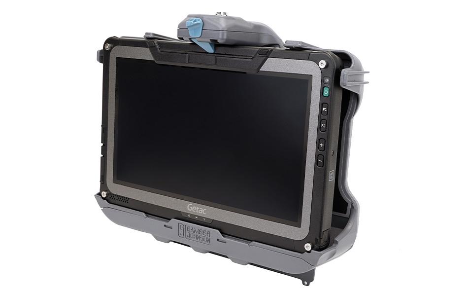 Getac F110 G6 docking station - angled view with tablet (NO RF)