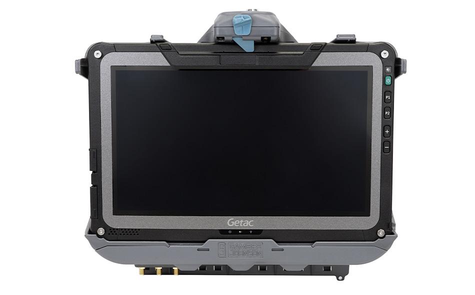 Getac F110 G6 docking station - front view with tablet