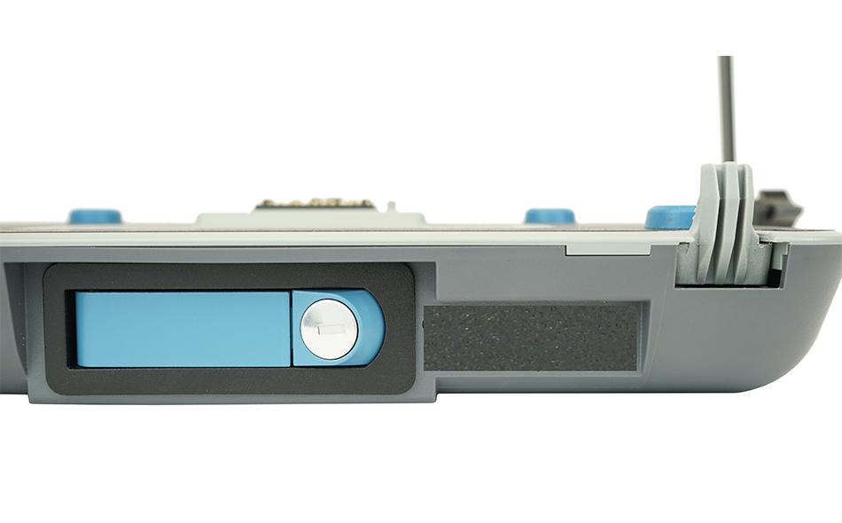 Dell Latitude laptop dock - Front latch and ports closeup