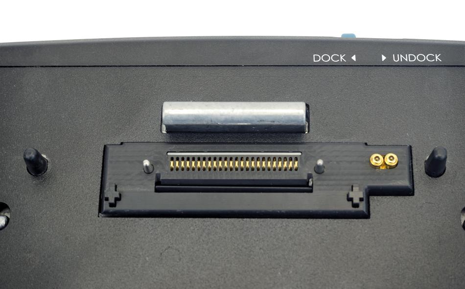 Panasonic Toughbook 20 laptop docking station-closeup view of docking pin protection