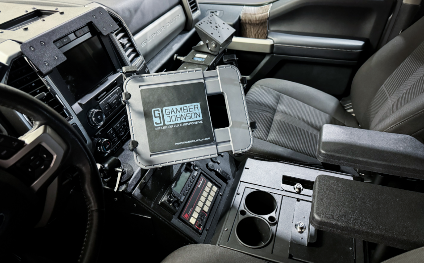 Gamber-Johnson NotePad 6 Universal docking station in a ford F250