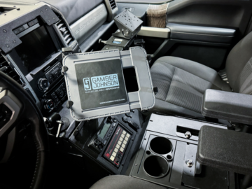 Gamber-Johnson NotePad 6 Universal docking station in a ford F250