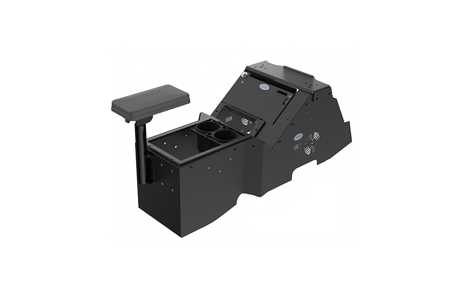 2021+ Ford F-150 Wide-To-Narrow Console Box with Printer Mount, Cup Holder & Tall Armrest