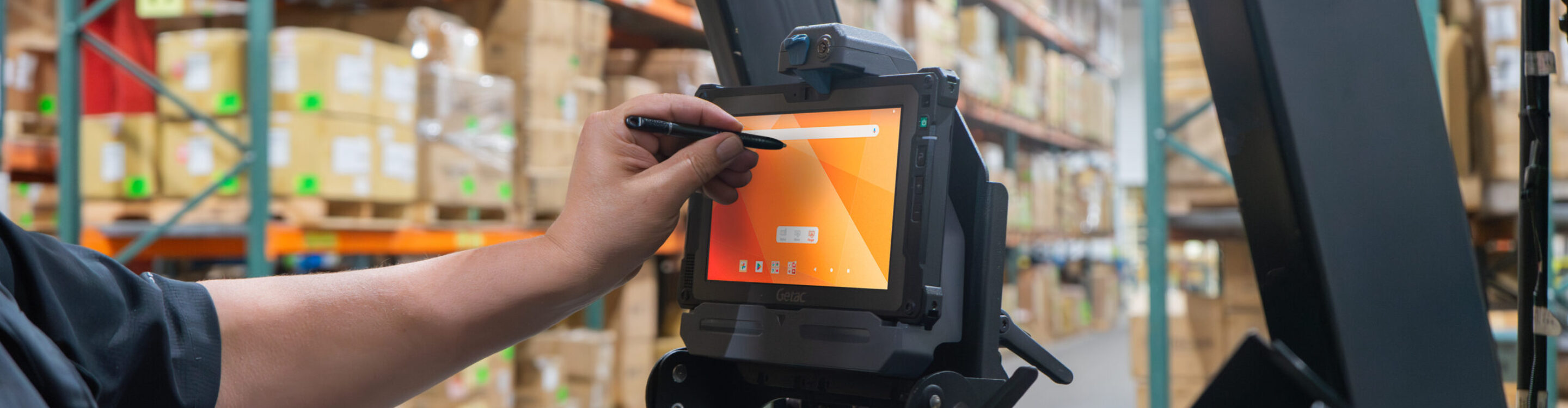 Getac ZX80 Docking Station on a forklift