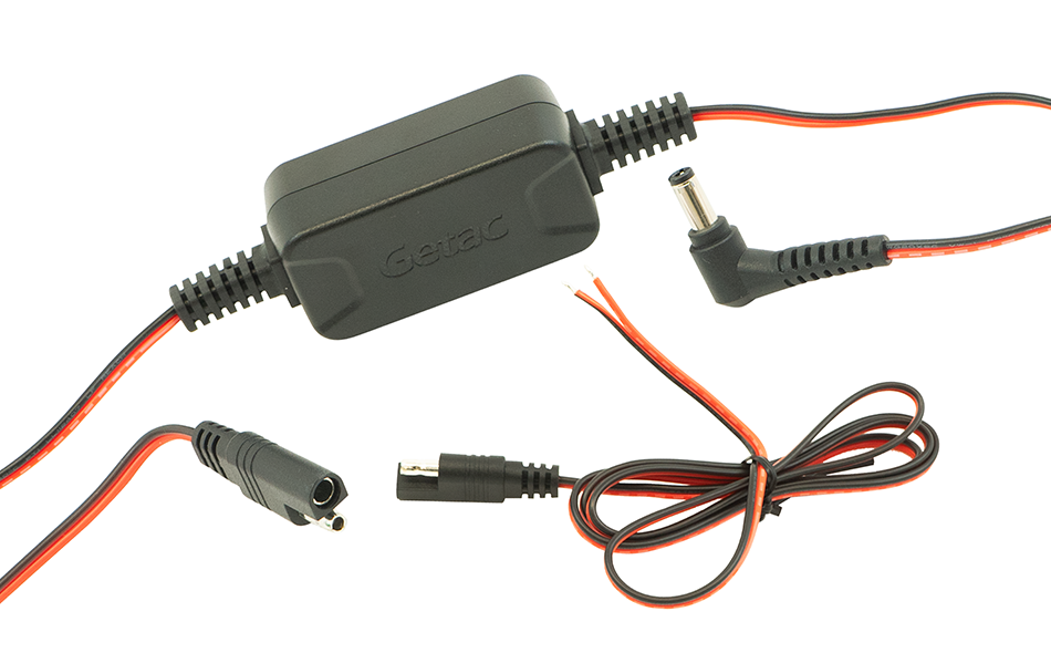Getac 65W Automotive Power Adapter with Bare Wire Lead on white