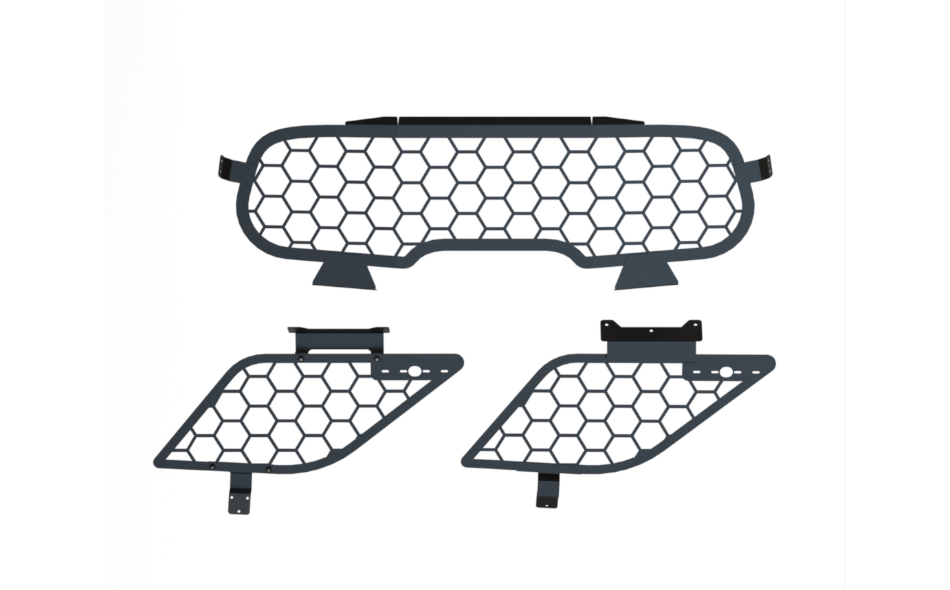 Gamber-Johnson Ford Police Interceptor® Utility Cargo Window Guards - Hex Mesh with Lightbar Cutout on white