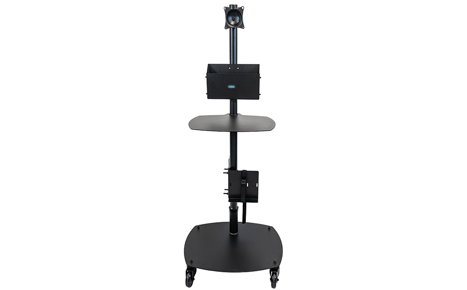 KIT - 5' Single Pole Cart with Shelf, Pocket, and CPU Mount