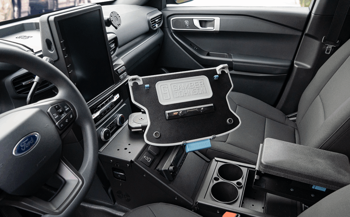 Getac S510 Stealth Black Gamber-Johnson Dock in a Ford PIU