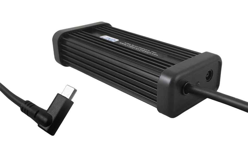 LIND Power Adapter: Input 12-32VDC Bare Wire - Output 60W USB-C Right Angle 72