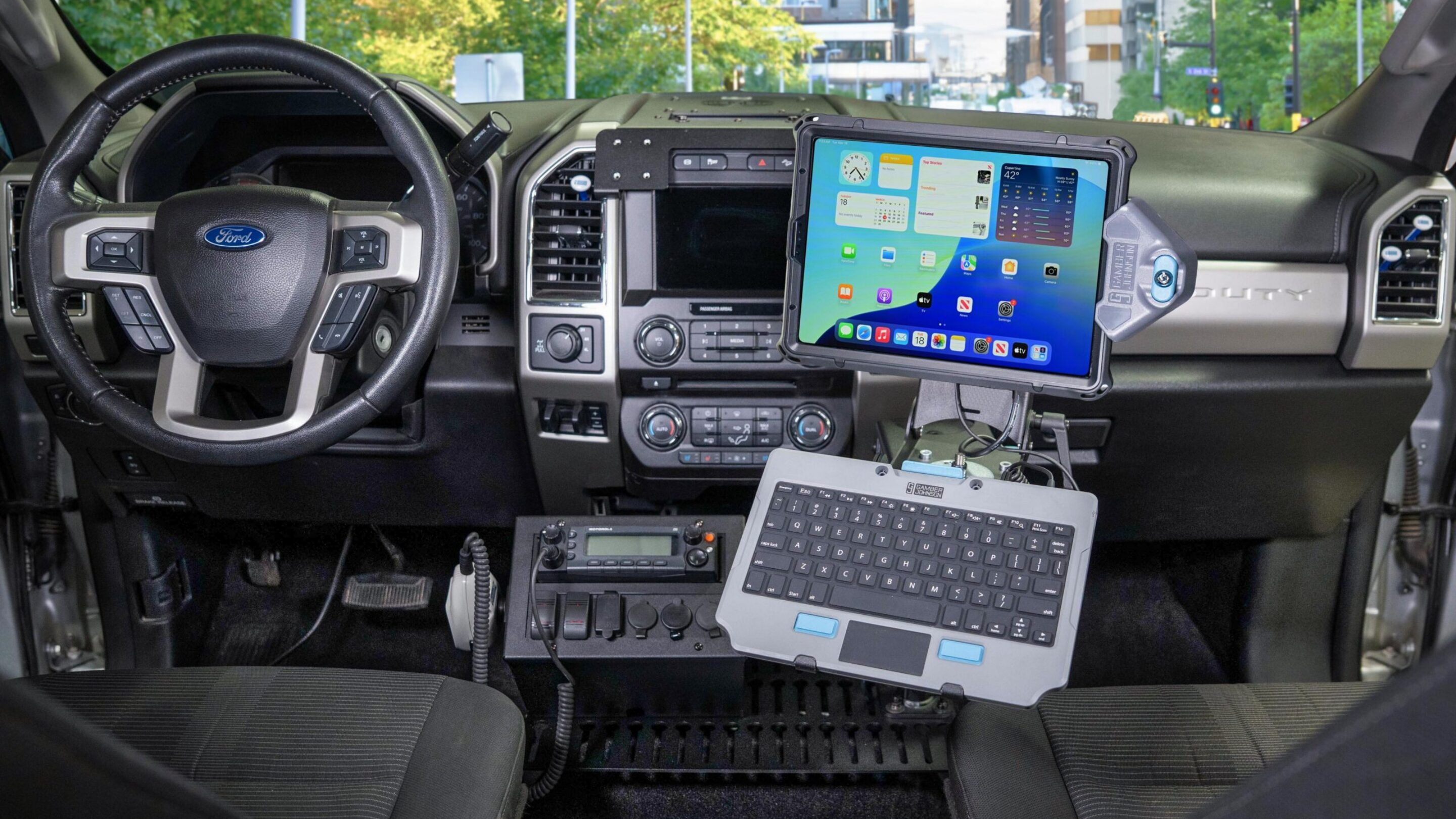 Transmission Hump Vehicle Base Kit installed in a F150 Crew Cab 2025+