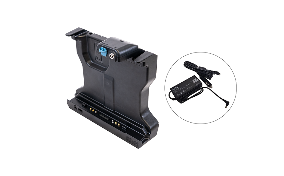 Getac F120 Tablet Cradle, QUAD RF with 120W Auto Power Adapter