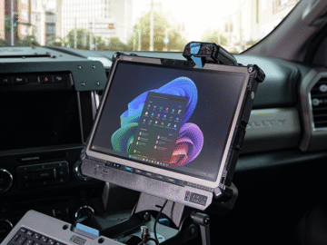 Getac F120 Tablet Docking Station in a Ford F-250 with Tablet