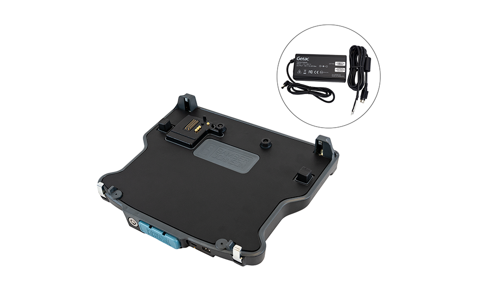 Getac V120 Docking Station, Lite Port, QUAD RF with 120W Bare Wire Auto Power Adapter