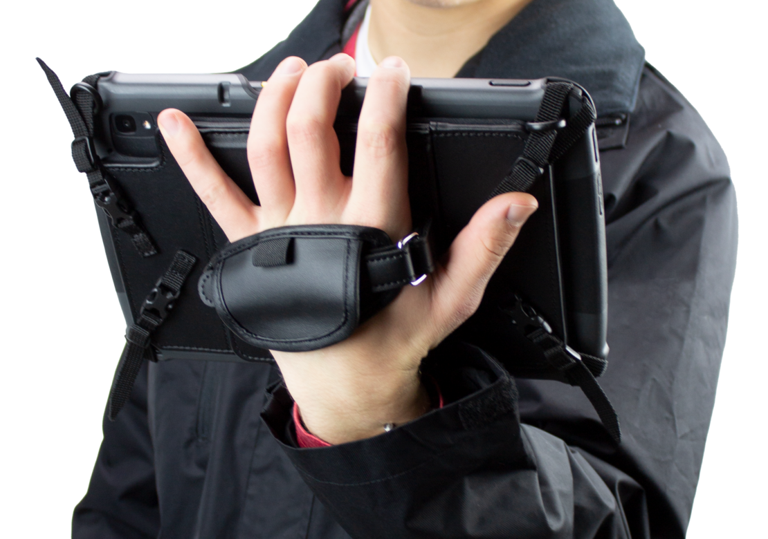 InfoCase Hand Strap on a tablet