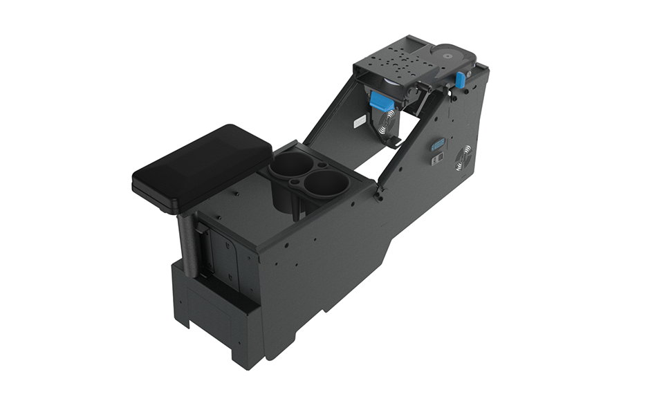 Kit: 2020+ Ford Police Interceptor® Utility Low-Profile Console Box with Cup Holder, Armrest & Mongoose XLE 9"