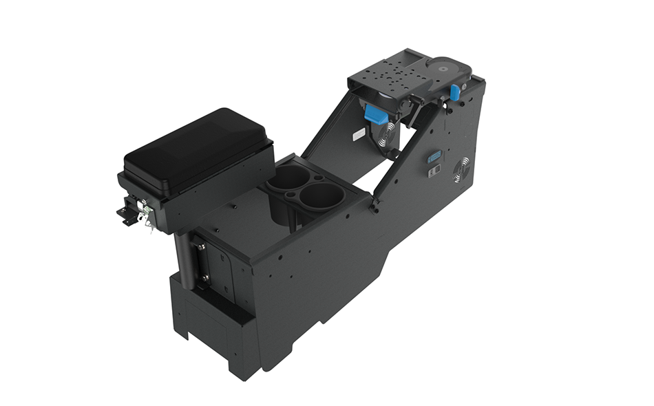 Kit: 2020+ Ford Police Interceptor® Utility Low-Profile Console Box with Cup Holder, Armrest & 6" Slide Arm