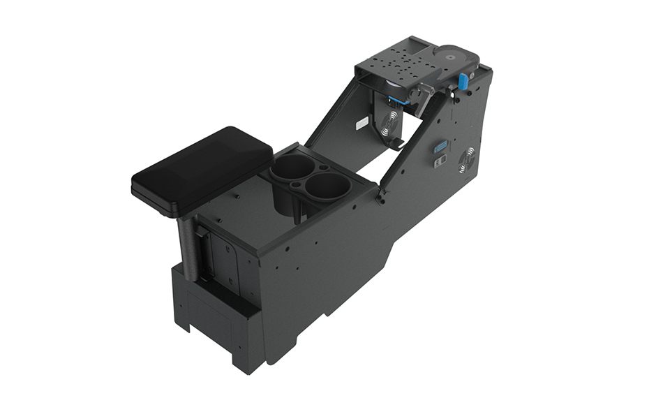 Kit: 2020+ Ford Police Interceptor® Utility Low-Profile Console Box with Cup Holder, Armrest & Mongoose XLE 7"